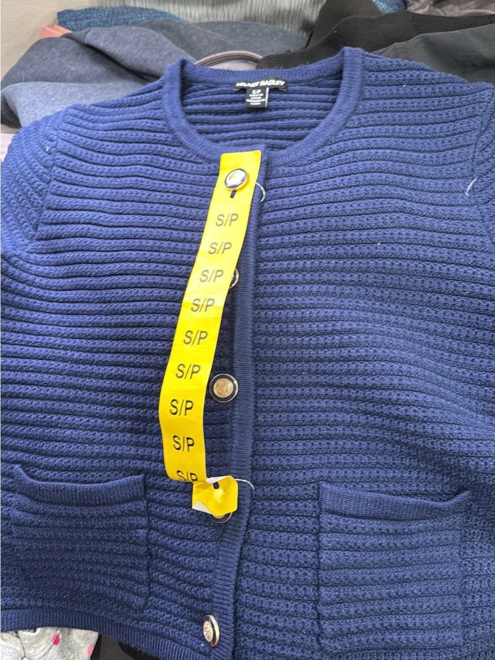 Talbots Navy Ribbed Button-Front Cardigan - Picture 1 of 1